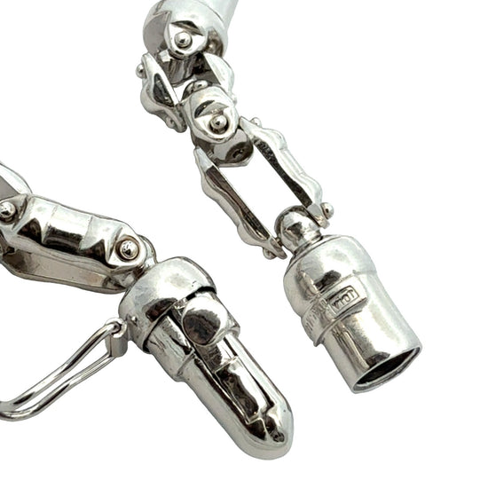 Vior Italy 14k White Gold Barrel Link Chain Bracelet6