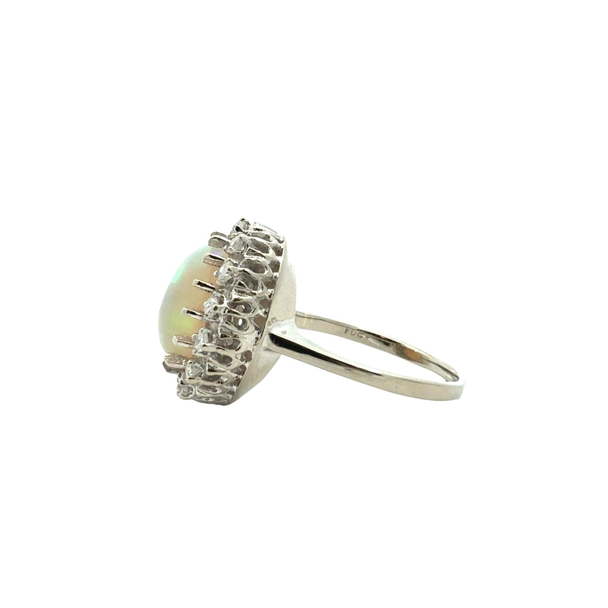 Vintage Stamped 14k White Gold 0.39cttw Diamond and 1.16tcw Opal Cocktail Ring5