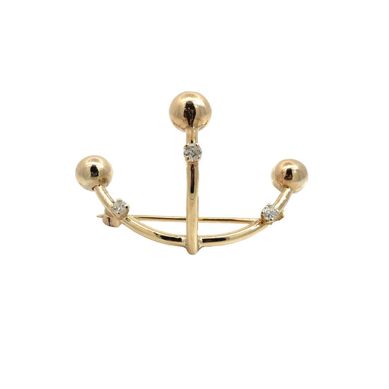 Vintage 12k Yellow Gold and 0.20cttw Diamond Geometric Brooch0