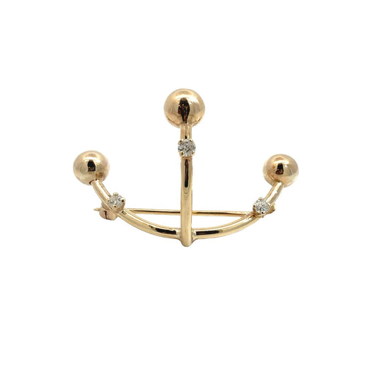 Vintage 12k Yellow Gold and 0.20cttw Diamond Geometric Brooch0