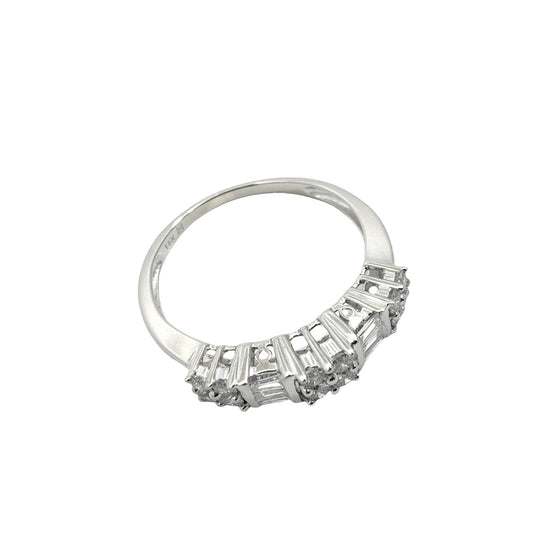 14k White Gold 0.52cttw Diamond Baguette and Round Anniversary Band Ring1