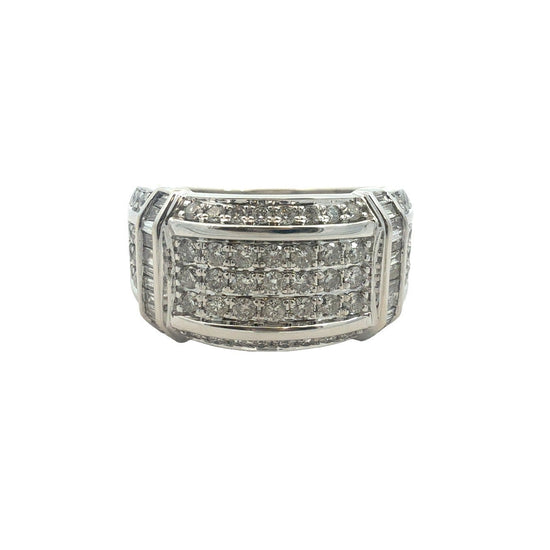 10k White Gold Round & Baguette 1.56cttw Diamond Wide Band Ring0