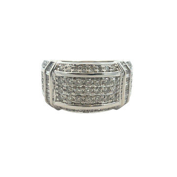 10k White Gold Round & Baguette 1.56cttw Diamond Wide Band Ring0