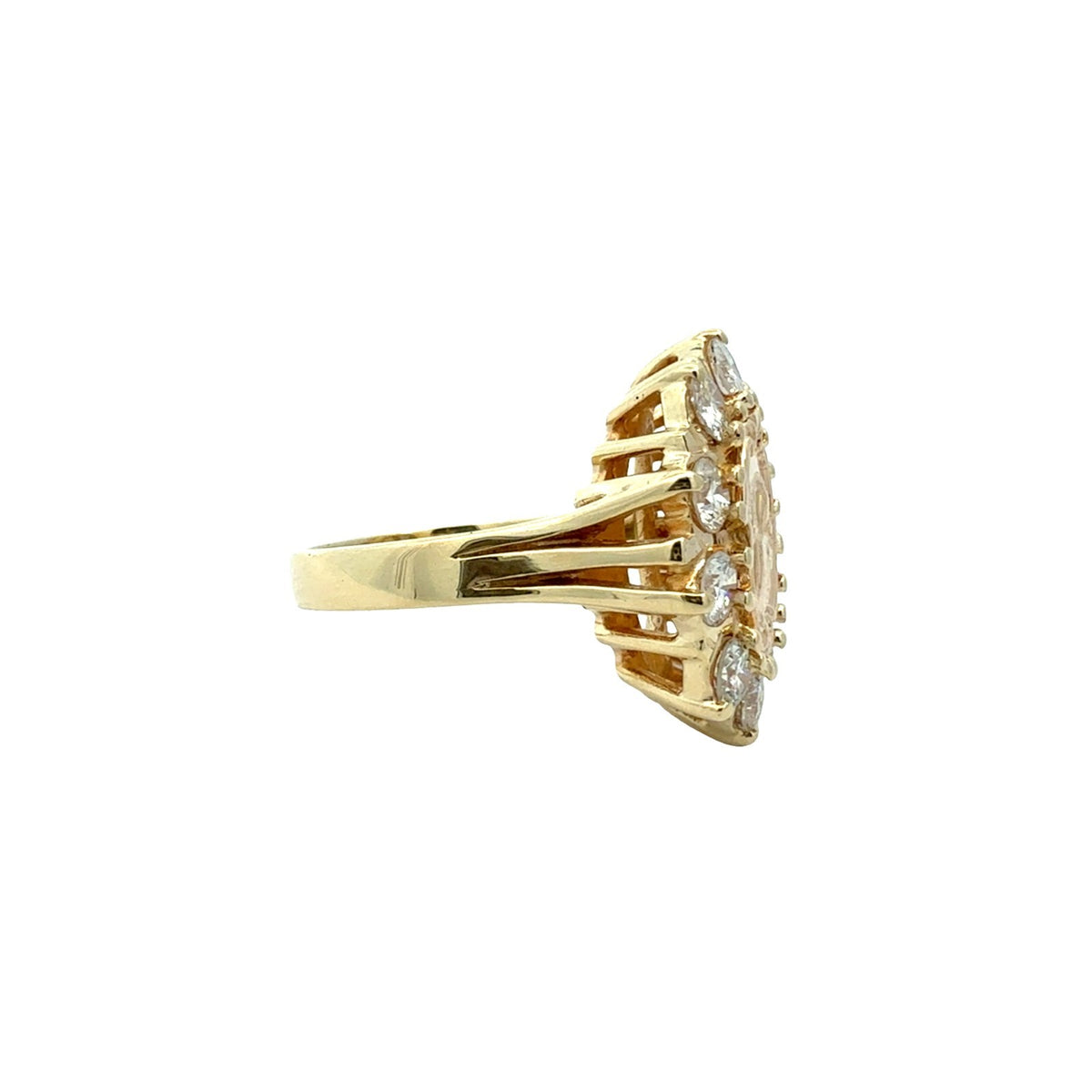 14k Yellow Gold 1.65cttw Diamond Halo Medallion Ring3