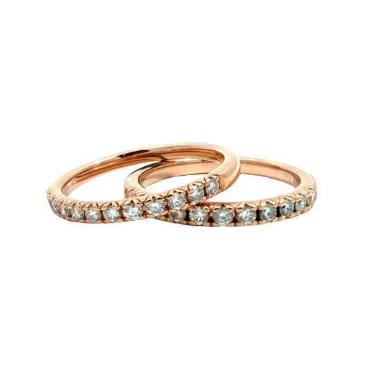 14k Rose Gold and (0.58ctw) Diamond Half Eternity Ring Set1