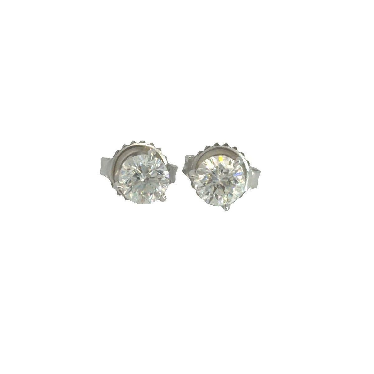 14K White Gold 0.88cttw Diamond Stud Earrings0
