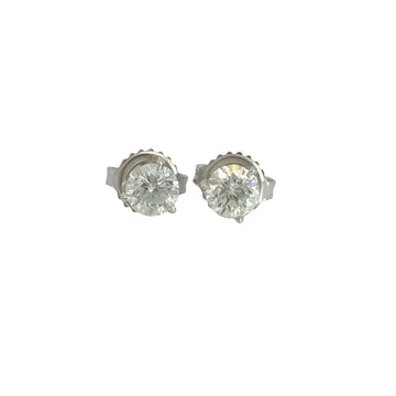 14K White Gold 0.88cttw Diamond Stud Earrings0