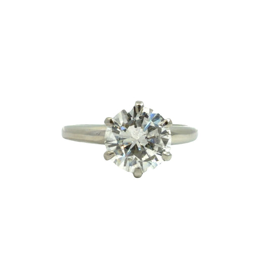 14k White Gold Stamped Solitaire 1.60cttw Diamond Ring Size 5.750