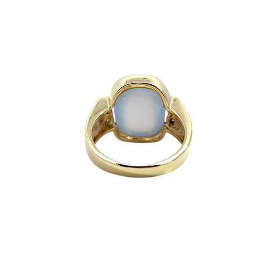 Vintage 14k Yellow Gold 3.60tcw Lavender Chalcedony & 0.07cttw Diamond Ring 83