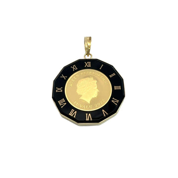 24k Yellow Gold Stamped Queen Elizabeth Coin Pendant0