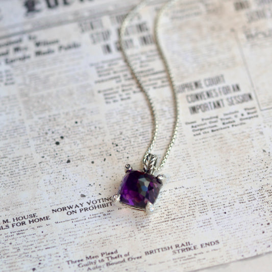 David Yurman Sterling Silver 2.00tcw Amethyst and 0.06cttw Diamond Necklace0