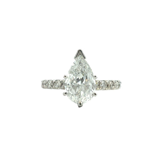 14k White Gold Pear Cut 1.71cttw (1.30tcw) Diamond Pave Band Engagement Ring5