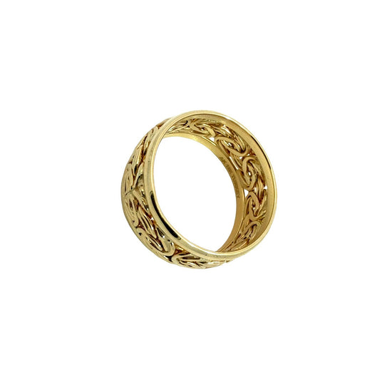18k Yellow Gold Byzantine Link Wide Band Ring1