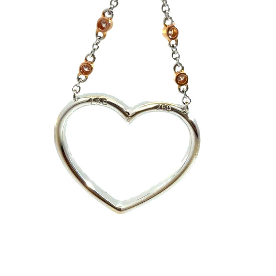 18k Multi-Tone Gold & 0.48cttw Diamond Heart Pendant Necklace 20"2