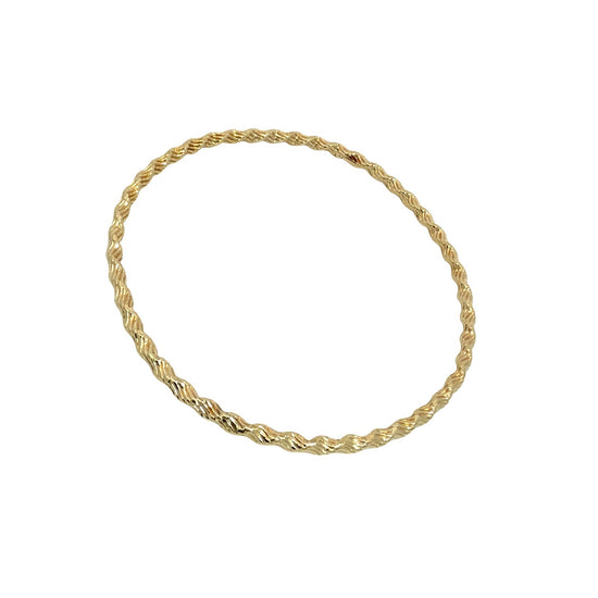 14k Yellow Gold Textured Twisted Bangle Bracelet1