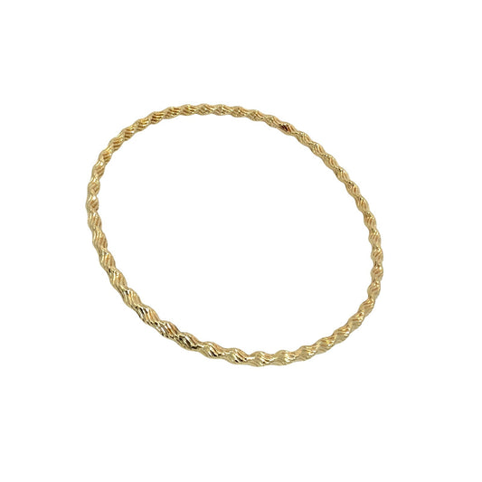 14k Yellow Gold Textured Twisted Bangle Bracelet1