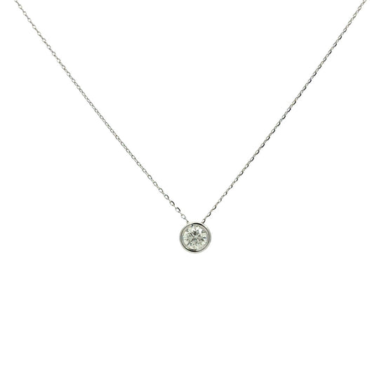 14k White Gold and 0.46cttw Diamond Bezel Set Solitaire Pendant Necklace1