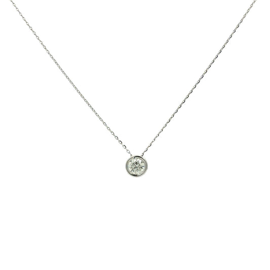 14k White Gold and 0.46cttw Diamond Bezel Set Solitaire Pendant Necklace1