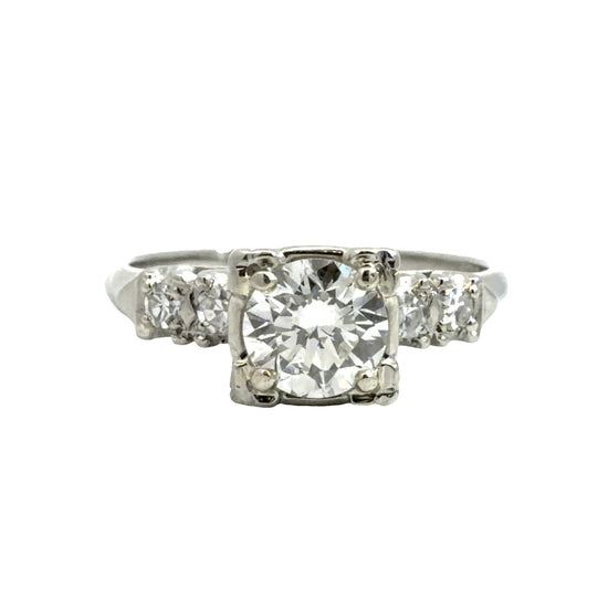 Vintage Stamped 14k White Gold 1.15ctw (0.72ctw) Diamond Wedding Sett Size 71