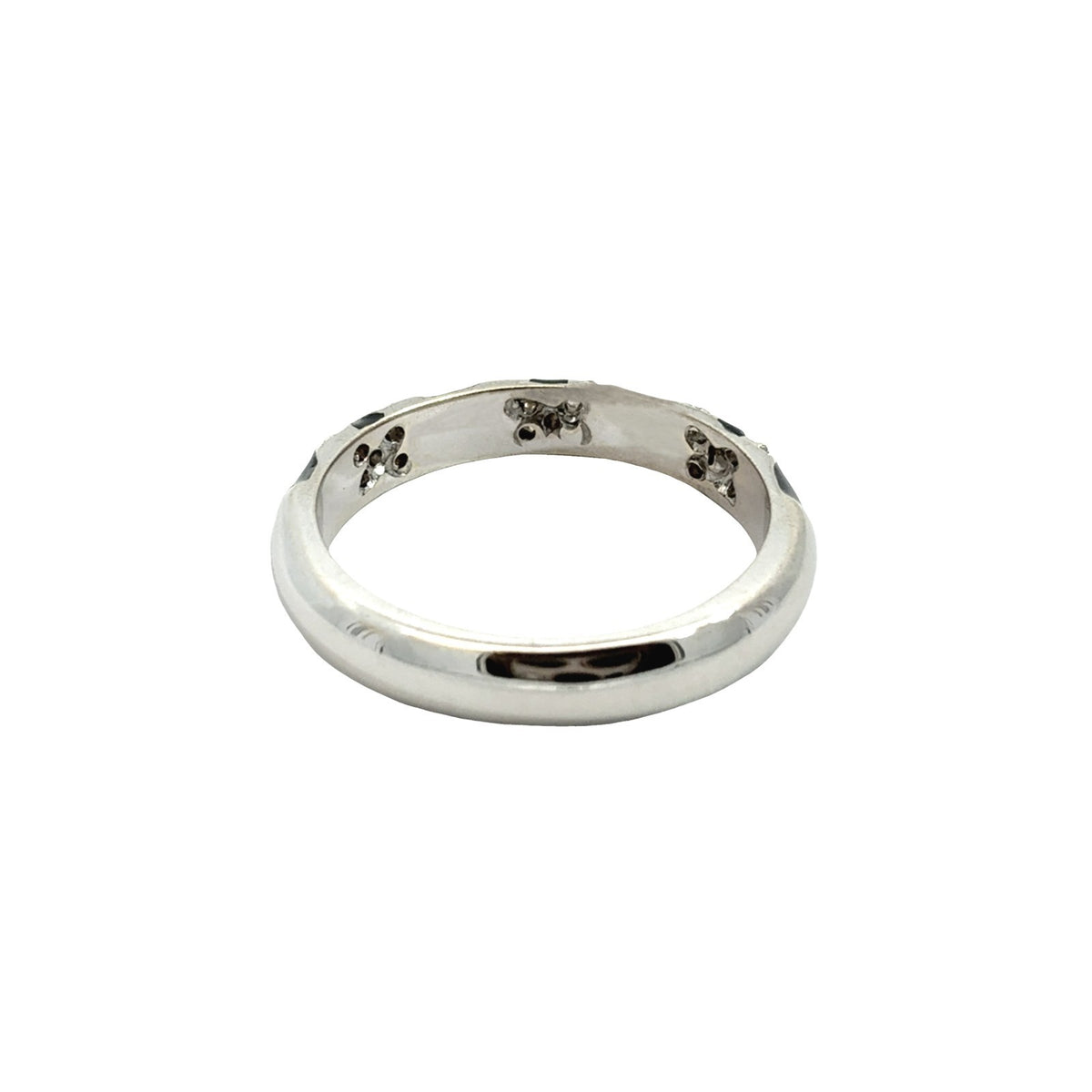 18k White Gold Black Enamel and 0.17cttw Diamond X-Motif Band Ring3