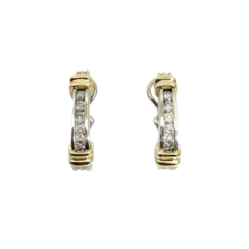 14k Multi-Tone Gold Stamped 0.50cttw Diamond Hoop Earrings0