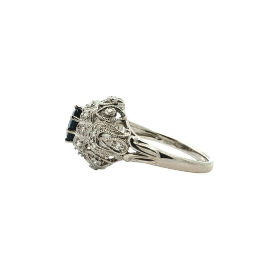 Vintage 14k White Gold 1.07tcw Sapphire and 0.26cttw Diamond Filigree Ring4