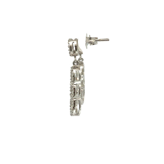 10k White Gold 0.46ctw Diamond Four Circle Dangle Earrings3