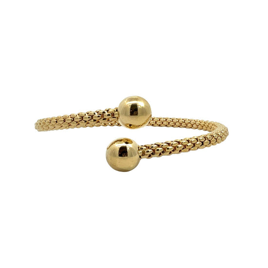 Fope 18k Yellow Gold Textured Flexible Bypass Bangle Bracelet 6.75"0