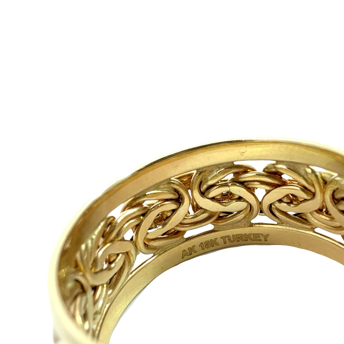 18k Yellow Gold Byzantine Link Wide Band Ring5