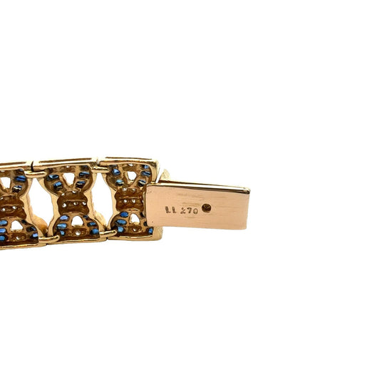LeVian 18k Yellow Gold 6.72cttw Sapphire and 1.68cttw Diamond Chain Bracelet7
