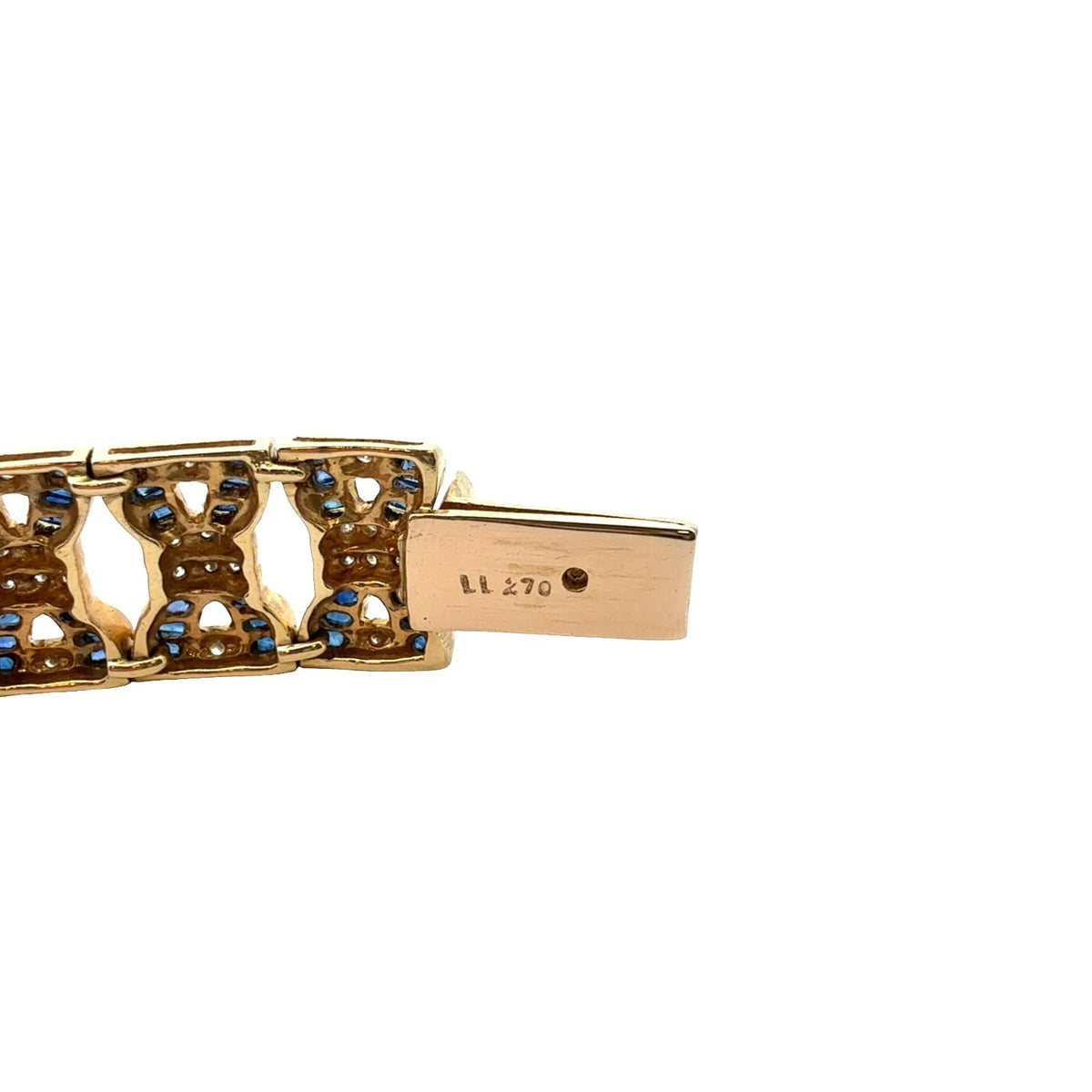LeVian 18k Yellow Gold 6.72cttw Sapphire and 1.68cttw Diamond Chain Bracelet7