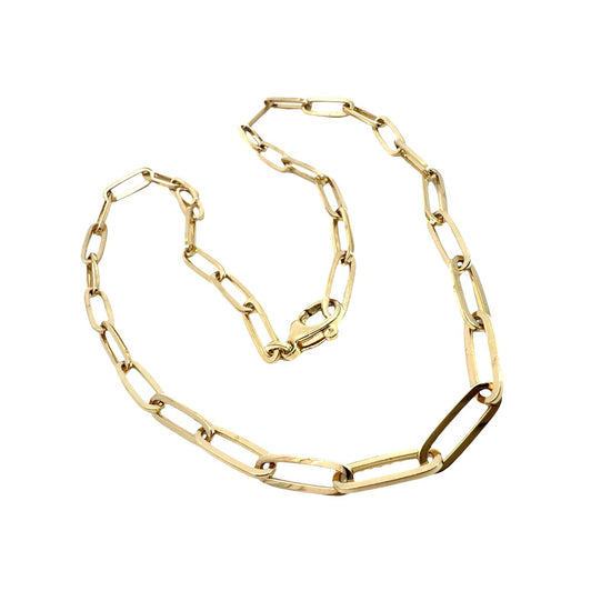 Estate 14k Yellow Gold Paperclip Chain Necklace 22"1