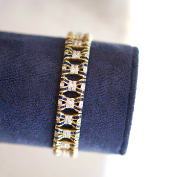 LeVian 18k Yellow Gold 6.72cttw Sapphire and 1.68cttw Diamond Chain Bracelet0