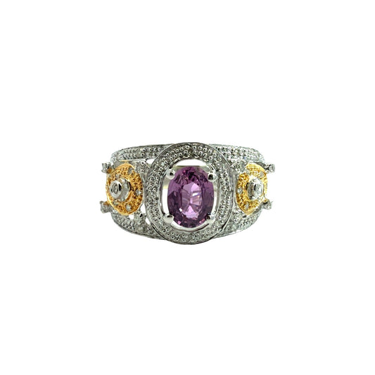 14k Multi-Tone Gold 0.95tcw Pink Sapphire and 0.26cttw Diamond Ring0