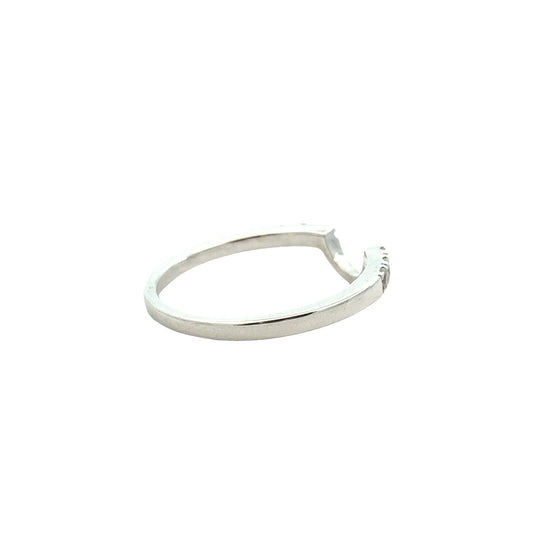 14k White Gold 0.12cttw Diamond Contour Wedding Band Ring4