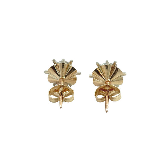 Antique 14k Yellow Gold Two-Tone 0.54cttw Diamond Buttercup-Set Stud Earrings4