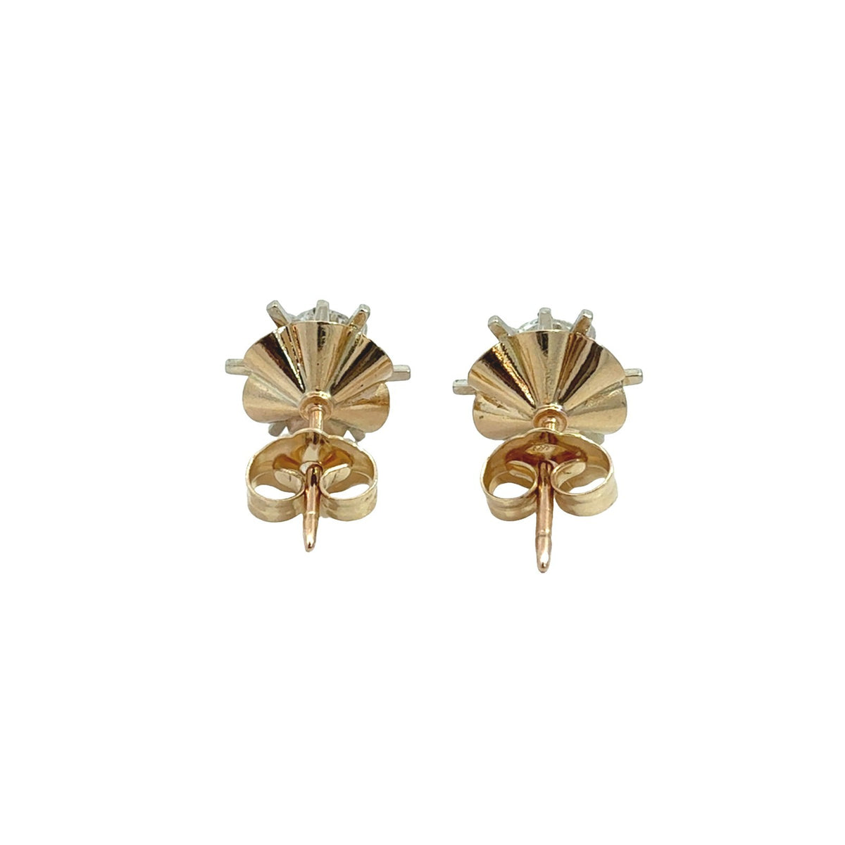 Antique 14k Yellow Gold Two-Tone 0.54cttw Diamond Buttercup-Set Stud Earrings4