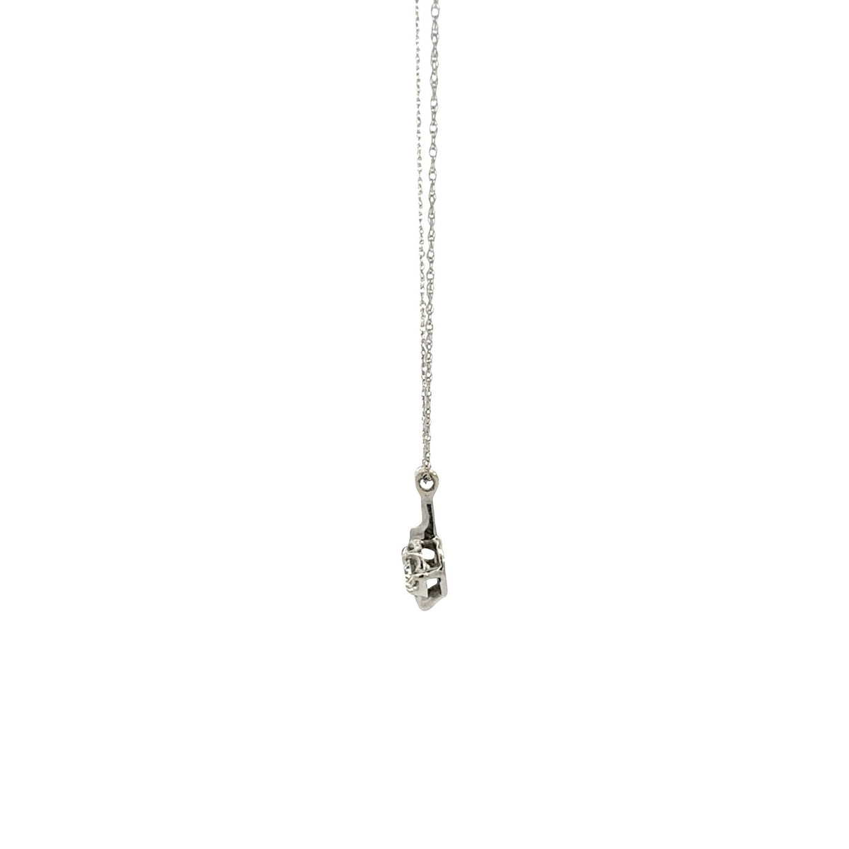 14k White Gold Solitaire 0.30tcw Diamond Compass-Set Pendant Necklace2