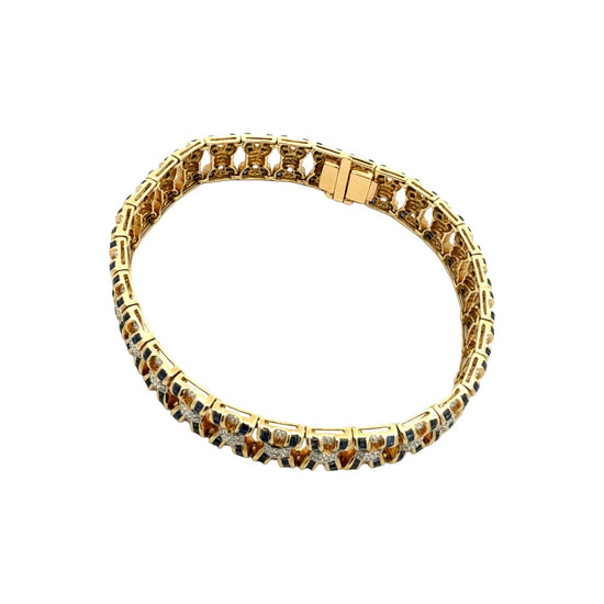 LeVian 18k Yellow Gold 6.72cttw Sapphire and 1.68cttw Diamond Chain Bracelet2