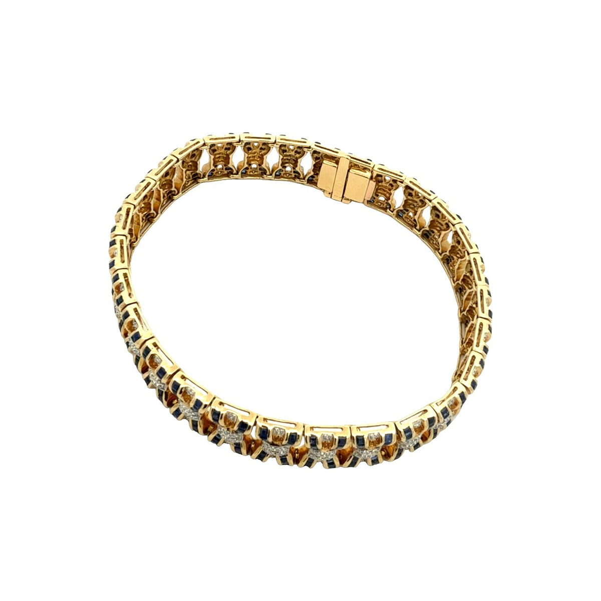 LeVian 18k Yellow Gold 6.72cttw Sapphire and 1.68cttw Diamond Chain Bracelet2