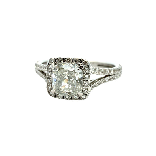 14k White Gold Split Shank 1.83cttw (1.02tcw) Diamond Halo Engagement Ring1