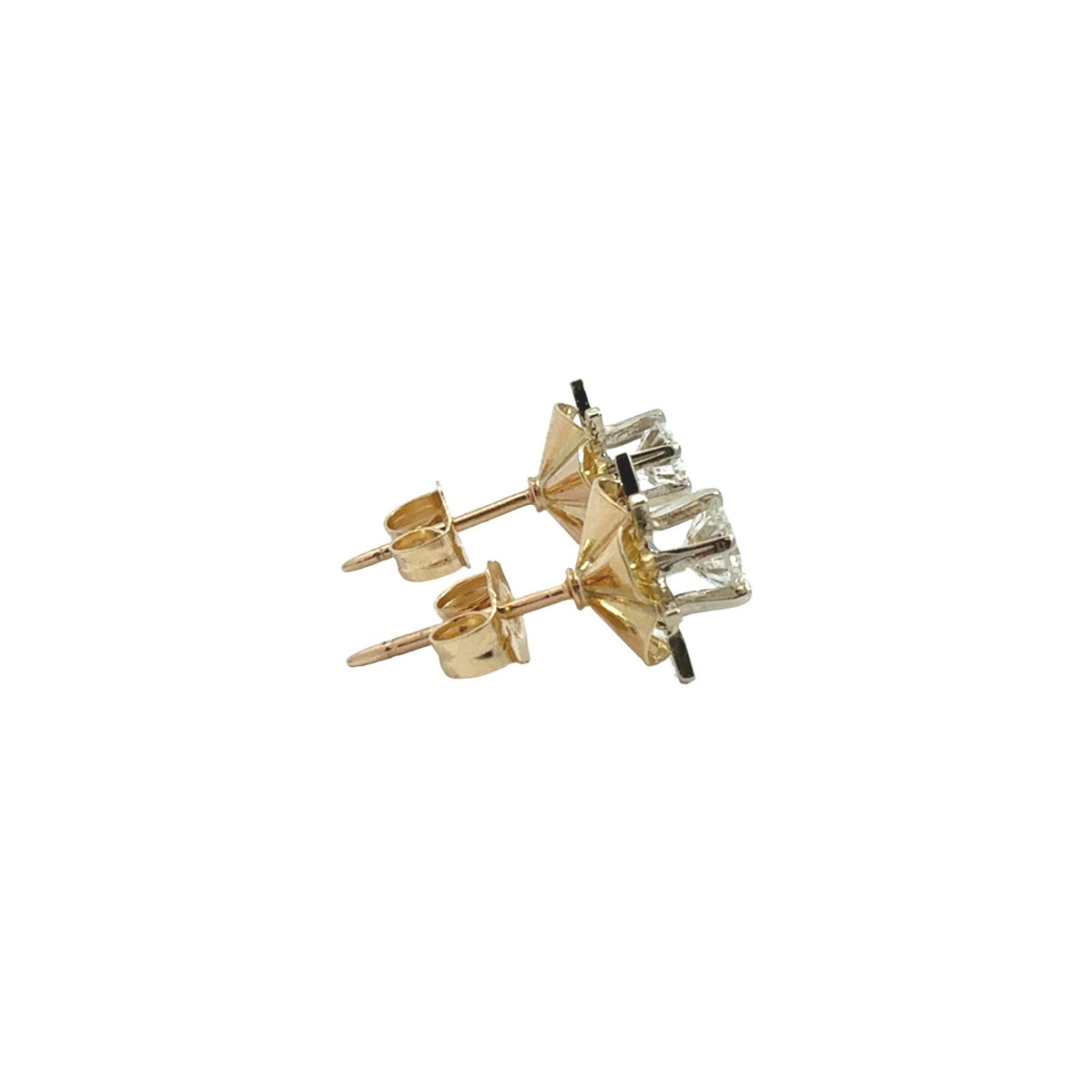Antique 14k Yellow Gold Two-Tone 0.54cttw Diamond Buttercup-Set Stud Earrings3