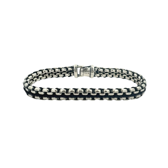 David Yurman Sterling Silver Men's Woven Box Chain Bracelet4