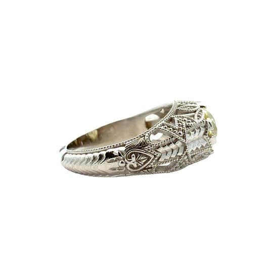 NEW 18k White Gold Filigree 1.75tcw Yellow Diamond Euro Cut Engagement Ring2