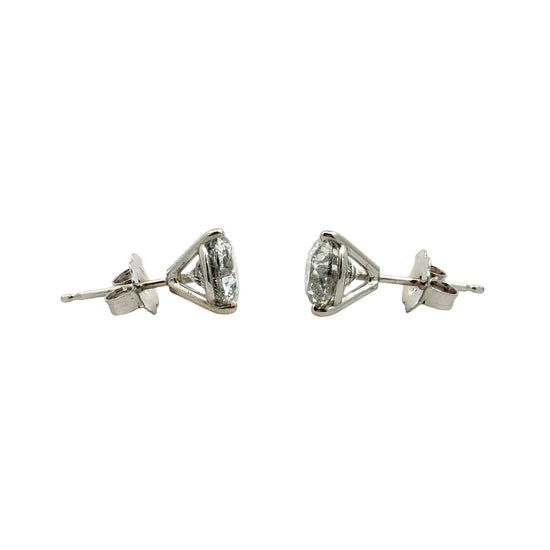 14k White Gold Round Brilliant 2.40cttw Diamond Stud Earrings2