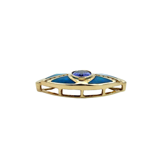 14k Yellow Gold 1.22tcw Tanzanite 0.13cttw Diamond & Opal Inlay Slider Pendant1
