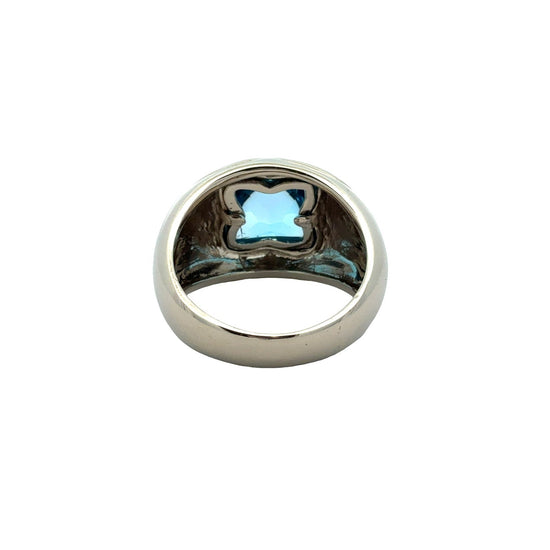 14k White Gold & Topaz Star Shape Dome Ring Size 6.253
