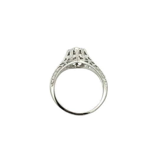Vintage 18k White Gold 0.77tcw Diamond Solitaire Filigree Engagement Ring2