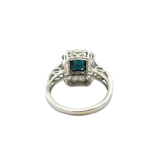14k White Gold Emerald-Cut 1.11tcw Sapphire and 0.65cttw Diamond Cocktail Ring3