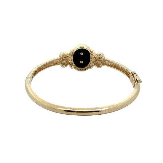 10k Yellow Gold Black Enamel and 0.05cttw Lab-Grown Diamond Cameo Bracelet3